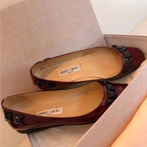 Jimmy Choo Dark Red Flats with Black Details
